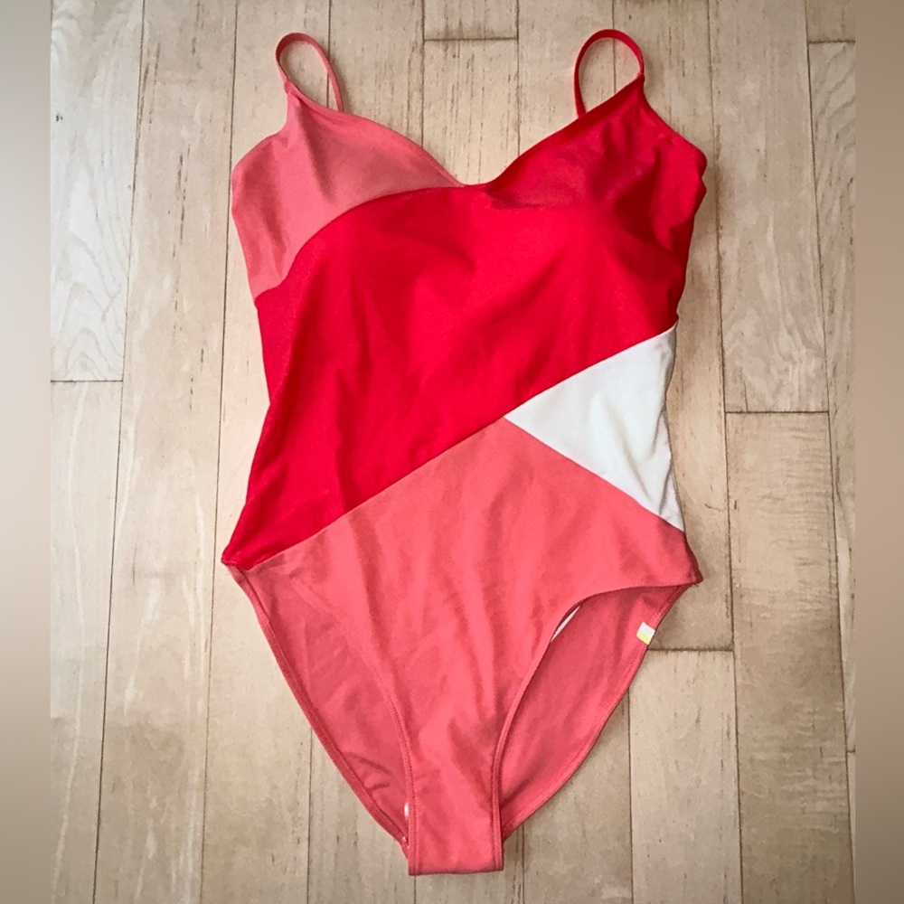 Summersalt The Marina Colorblock Grapefruit & Coral One-Piece Swimsuit 12 NWOT - Picture 3 of 13